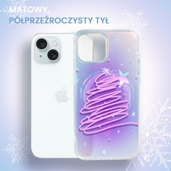 Etui na iPhone z choinką i brokatem.