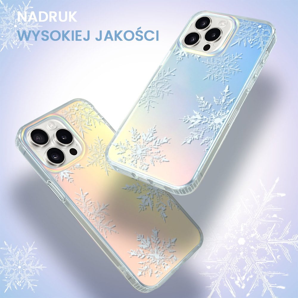 Etui na telefon z wzorem płatków śniegu.