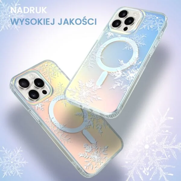 Etui na telefon z wzorem płatków śniegu.