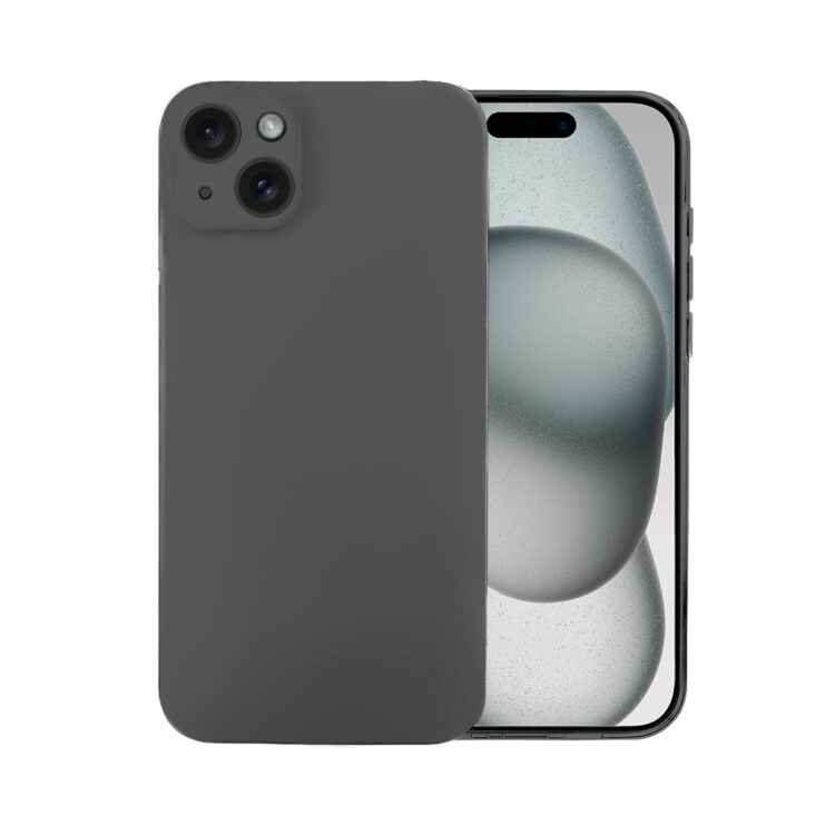 Smartfon z potrójnym aparatem i szarym etui.