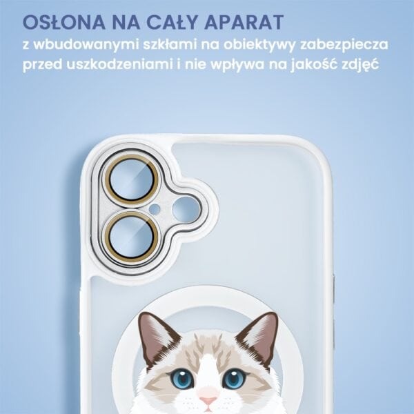 Etui na telefon z kotem i ochroną aparatu.