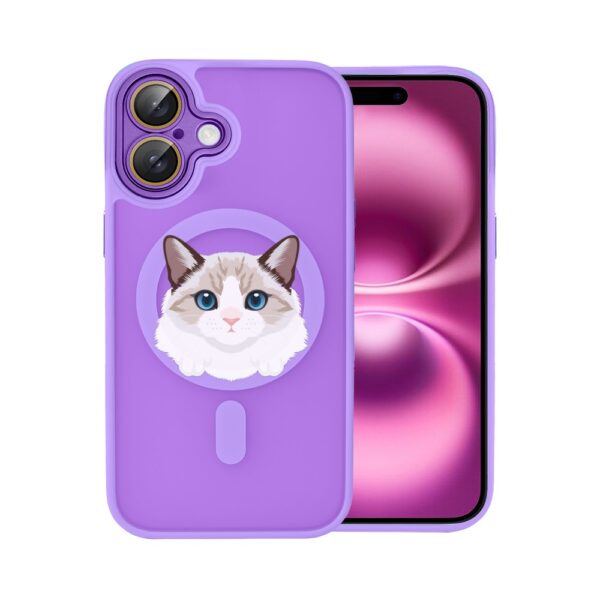 Fioletowe etui na iPhone z kotem
