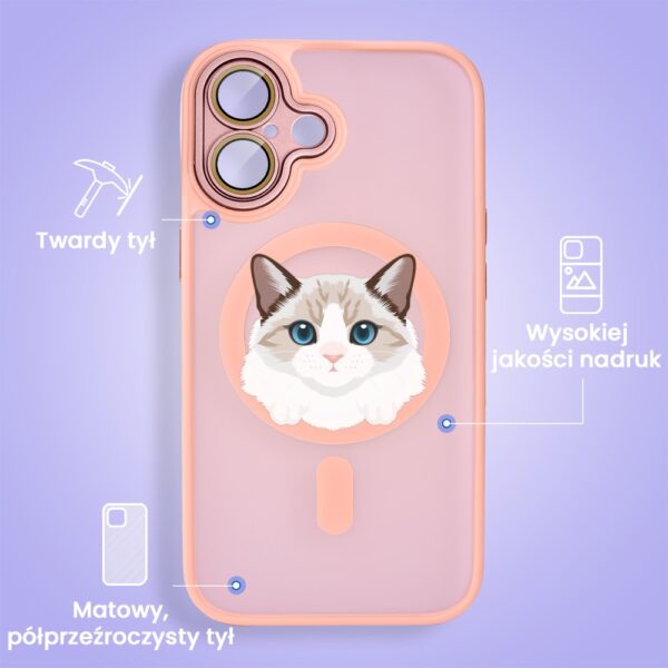 Różowe etui na telefon z kotem dla iPhone.