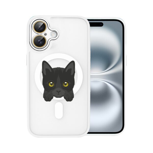 Smartfon z etui z kotem.