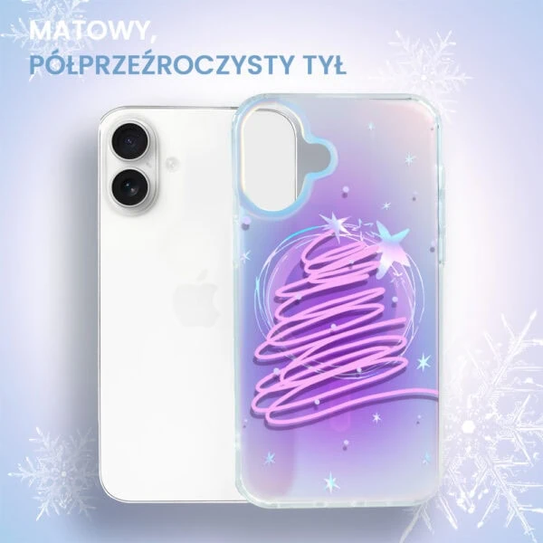 Etui do iPhone 16 MagSafe Christmas, neonowa choinka, zmieniające kolor (5) Etui na iPhone, matowe, z wizerunkiem świątecznej choinki.