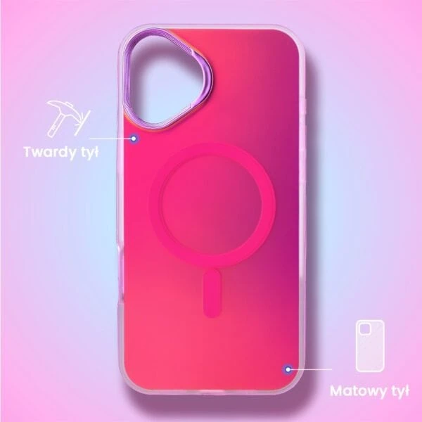Różowe etui na telefon z podstawką.