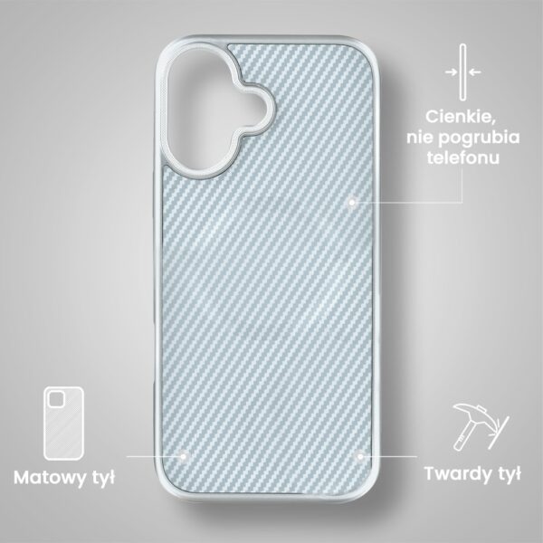 Przezroczyste etui na telefon z wzorem w kratkę.