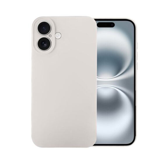 Etui do iPhone 16 Plus silikonowe z mikrofibrą soft touch z osłoną na aparat, kremowe - nowe (5)