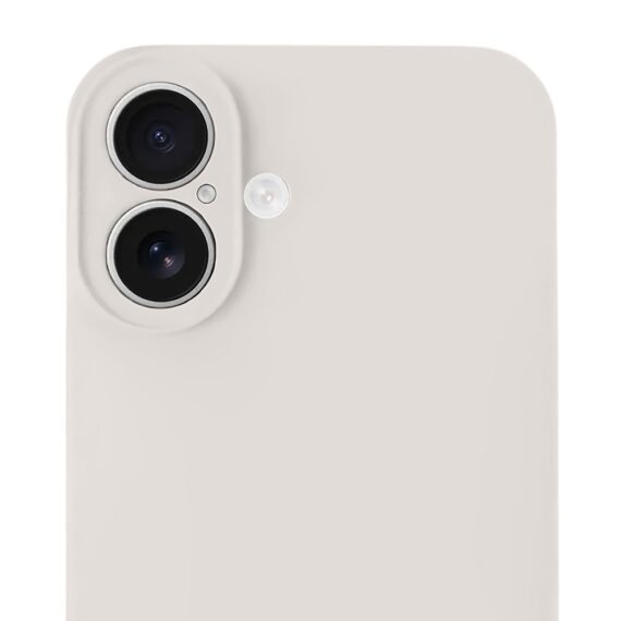 Etui do iPhone 16 Plus silikonowe z mikrofibrą soft touch z osłoną na aparat, kremowe - nowe (6)