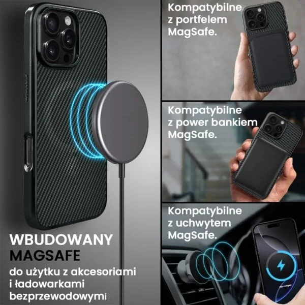 Etui z MagSafe do iPhone'a, kompatybilne z ładowaniem.