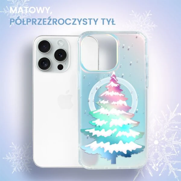 Etui do iPhone 16 Pro Max MagSafe Christmas, choinkowa aurora, zmieniające kolor (7) Etui na iPhone z choinką, półprzezroczyste.