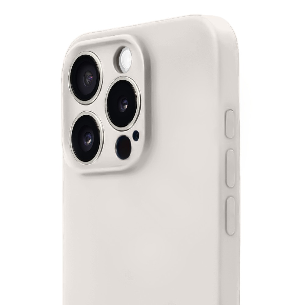 Etui do iPhone 16 Pro Max silikonowe z mikrofibrą soft touch z osłoną na aparat, kremowe - nowe (2)