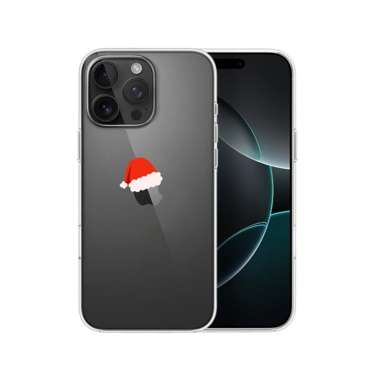Etui do iPhone 16 Pro, czapka Mikołaja (1) Smartfon z czapką mikołaja na kamerze.