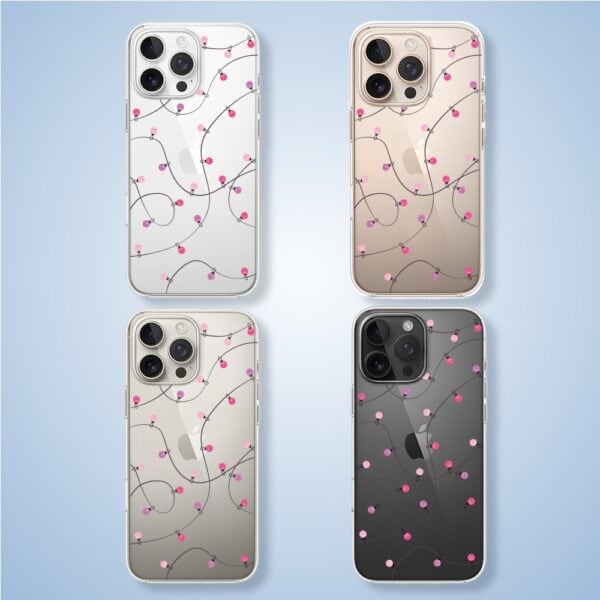 Etui na telefon z różowymi akcentami.