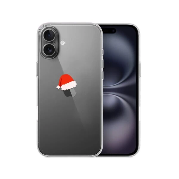 Etui do iPhone 16, czapka Mikołaja (2) Smartfon z czapką świętego Mikołaja.