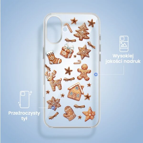 Etui do iPhone 16, magia pierniczków, przeźroczyste (6) Etui na telefon z pierniczkami i przyprawami korzennymi.