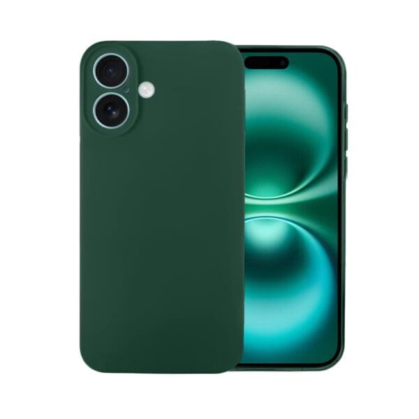 Zielony smartfon z podwójnym aparatem.
