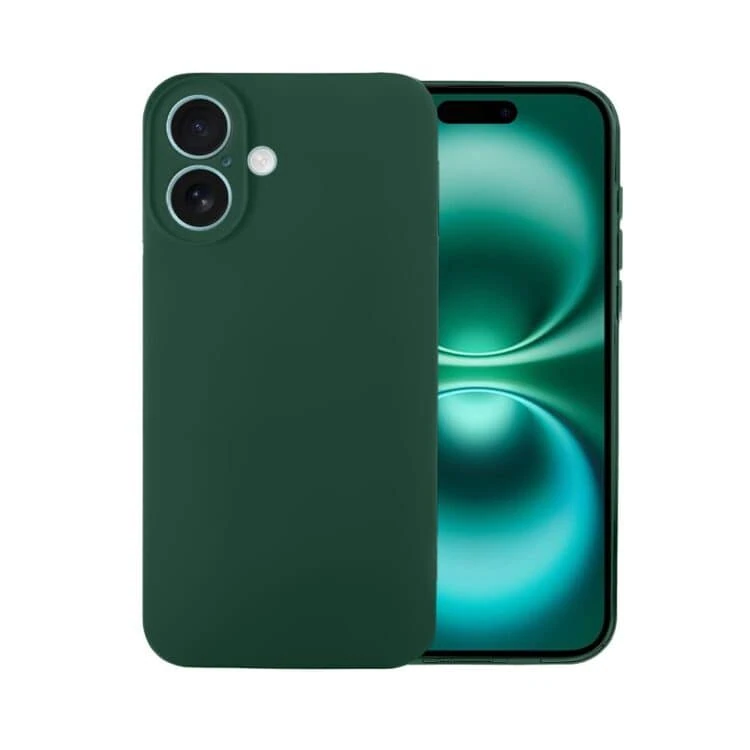 Zielony smartfon z podwójnym aparatem.