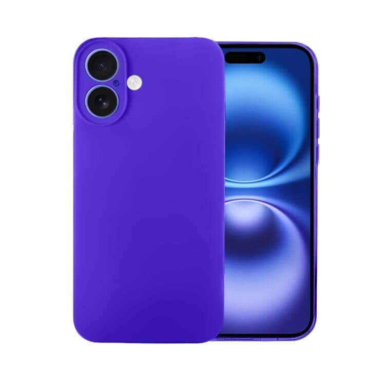 Fioletowy smartfon z podwójnym aparatem.