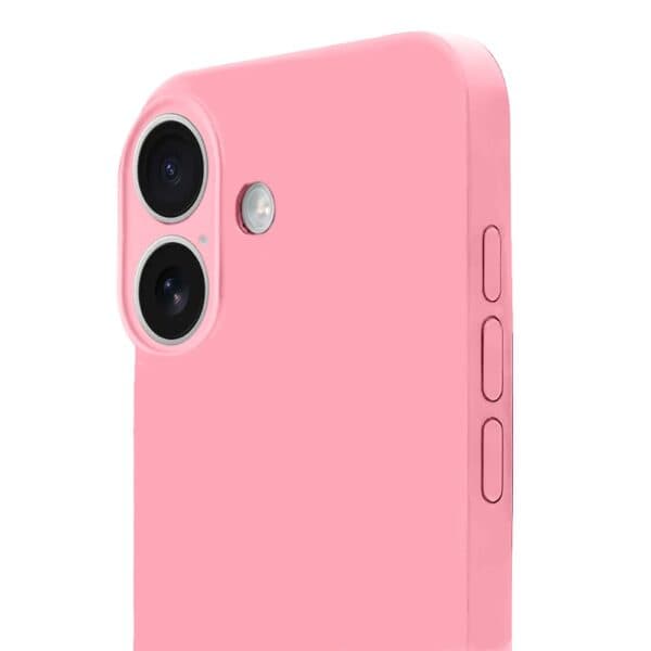 Różowy smartfon z podwójnym aparatem.