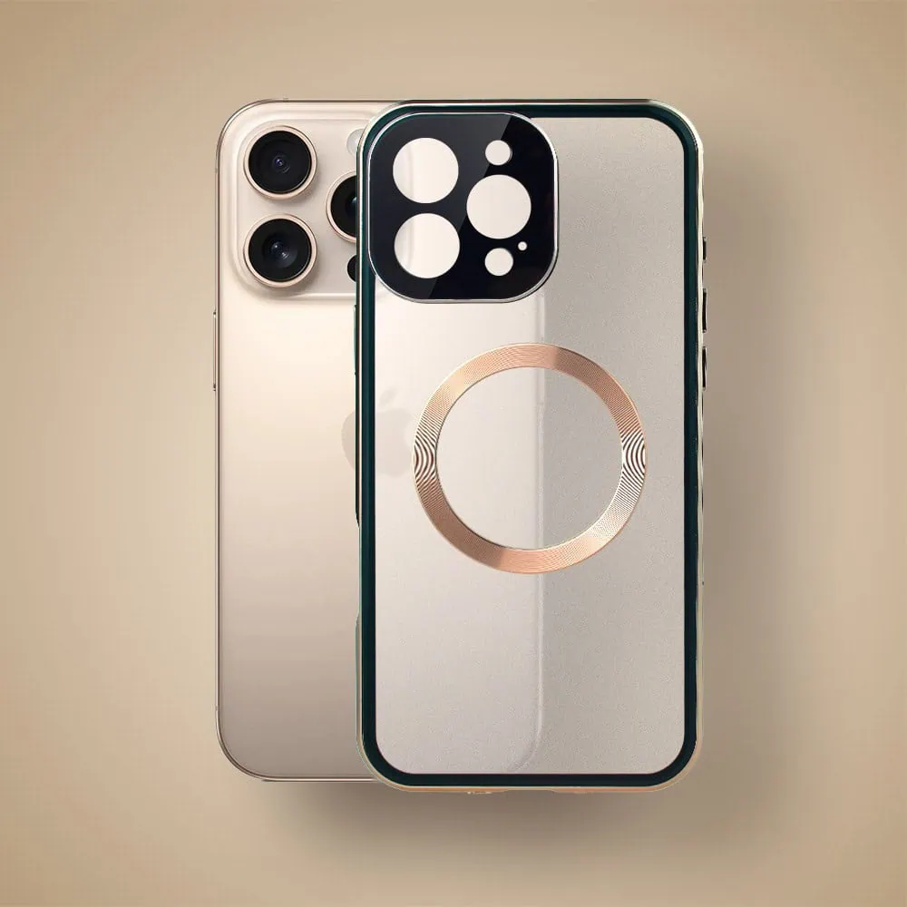 Obudowa-do-iPhone-16-Pro-podwojna-szyba-i-aluminium-360°-przod-tyl-magnetyczna-matowy-tyl-z-MagSafe-i-oslona-aparatu-tytan-pustynny-pop-3 Złoty i zielony smartfon, nowoczesny design, potrójny aparat.