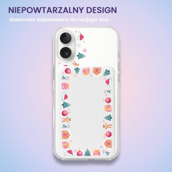 Power bank 10 000 mAh do iPhone, ładowanie bezprzewodowe MagSafe, świąteczne ozdoby, biały (8) Kolorowy etui na telefon z unikatowymi grafikami.