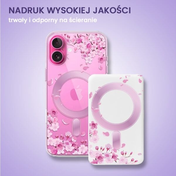 Różowe etui na telefon z kwiatowym motywem.