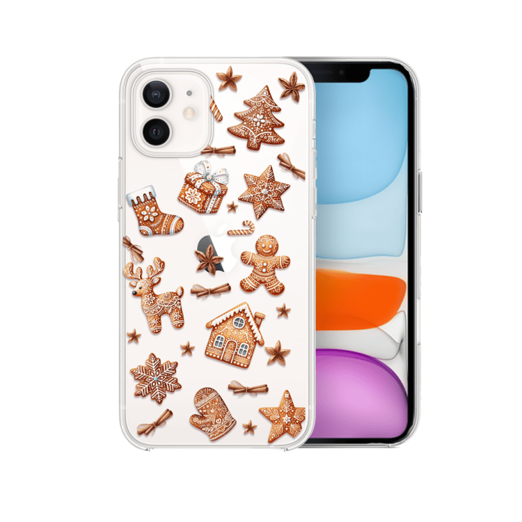 iPhone z obudową w świąteczne wzory.