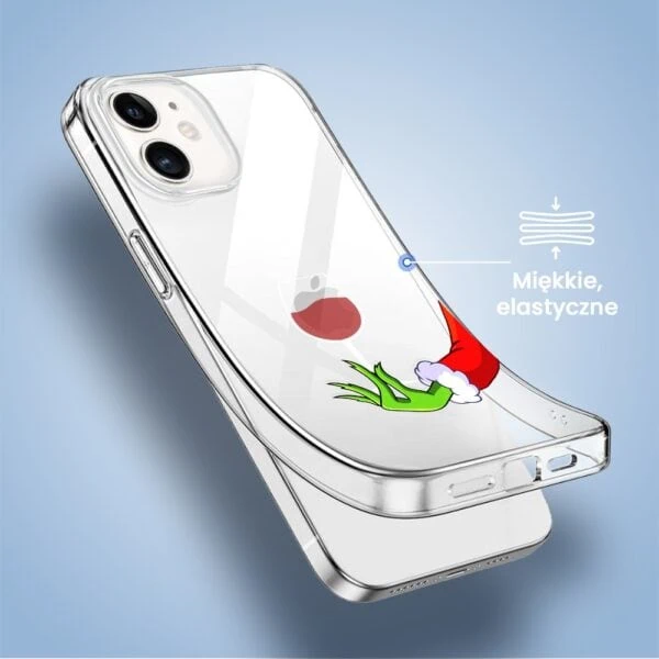 Przezroczyste etui na iPhone z elastycznym materiałem.