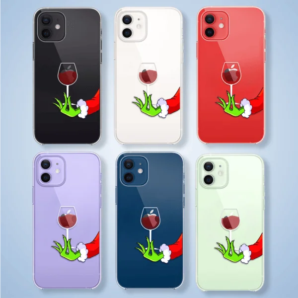 Etui na telefon z kieliszkiem wina i skrzydłami.