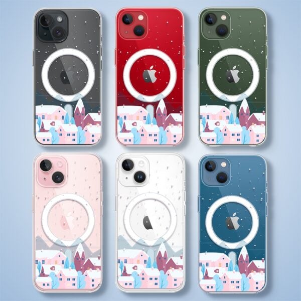 Etui na iPhone z zimowym pejzażem.