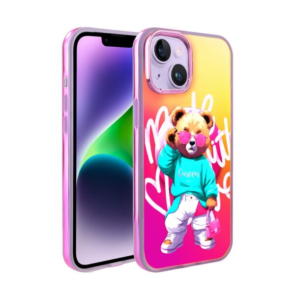 Etui do iPhone 14 MagSafe Bear With Me, Pink Queen, stylowy miś, głęboki mieniący się kolor, gorący różowy (1)