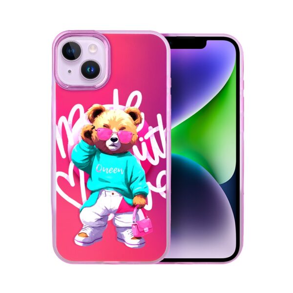 Etui do iPhone 14 MagSafe Bear With Me, Pink Queen, stylowy miś, głęboki mieniący się kolor, gorący różowy (2)