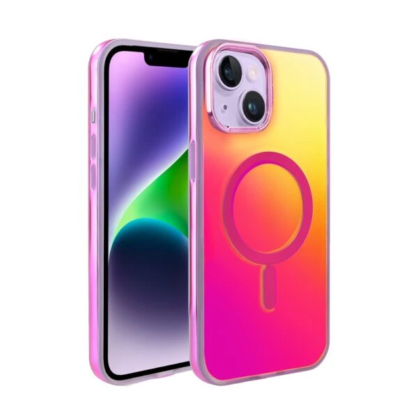 iPhone w kolorowym, przezroczystym etui z podstawką.
