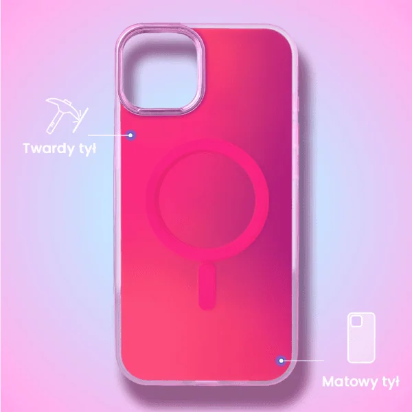Różowe etui na telefon z podstawką.