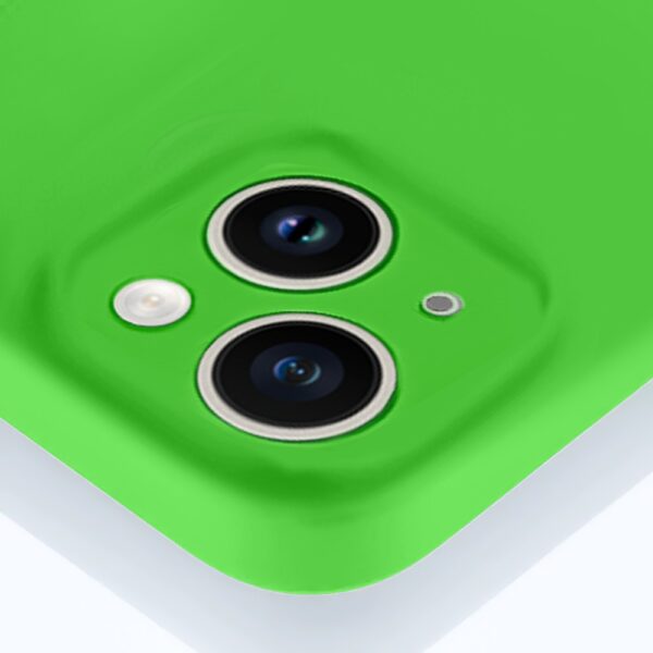 Zielony smartfon, podwójny aparat fotograficzny.