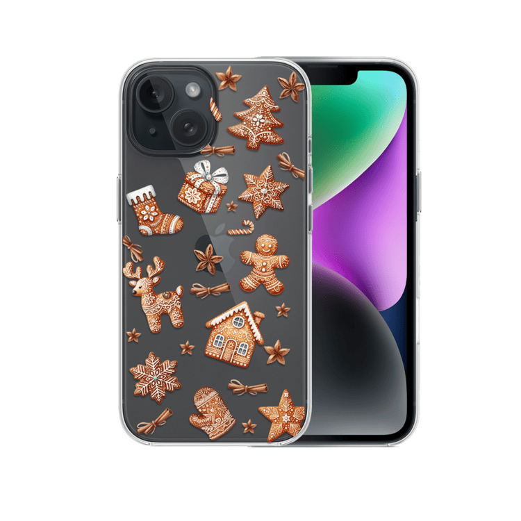 Smartfon z etui w bożonarodzeniowe wzory.
