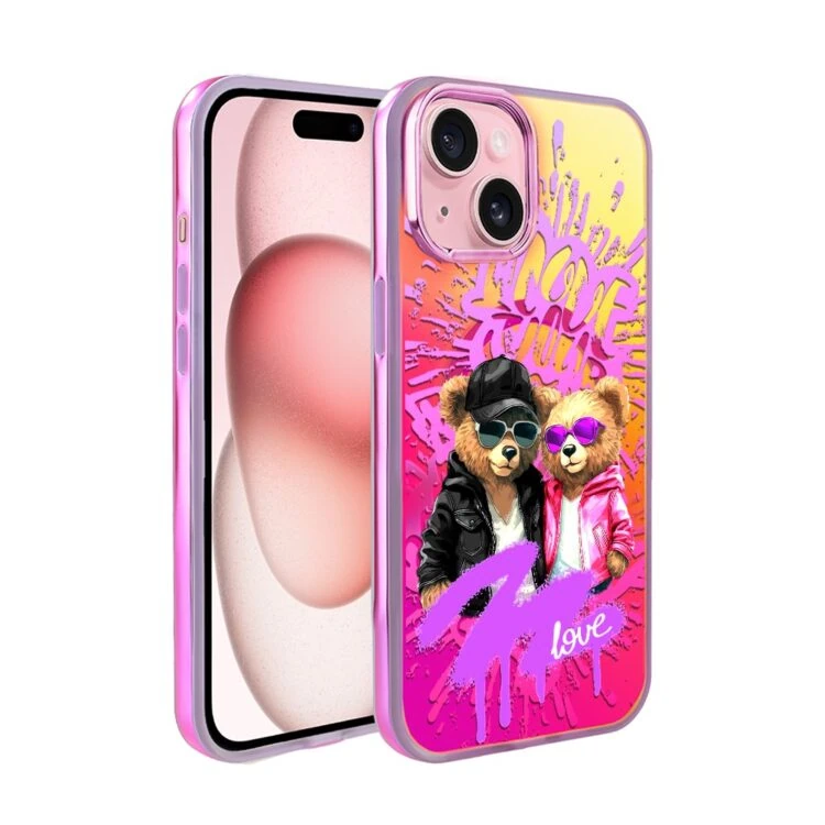 Etui do iPhone 15 MagSafe Bear With Me, Couple in Love, zakochana para, głęboki mieniący się kolor, gorący różowy (1)