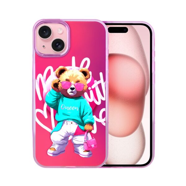 Etui do iPhone 15 MagSafe Bear With Me, Pink Queen, stylowy miś, głęboki mieniący się kolor, gorący różowy (2)