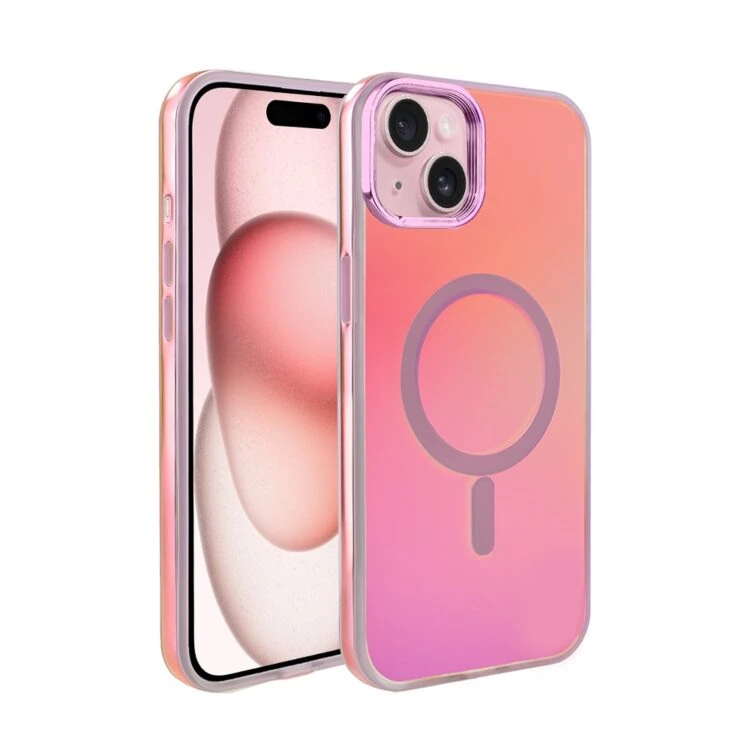 Etui do iPhone 15 MagSafe Miami Vibe, głęboki mieniący się kolor, różowe ombre (1)