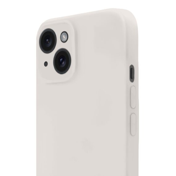 Etui do iPhone 15 Plus silikonowe z mikrofibrą soft touch z osłoną na aparat, kremowe - nowe (2)