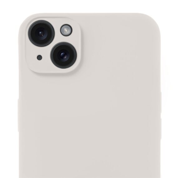 Etui do iPhone 15 Plus silikonowe z mikrofibrą soft touch z osłoną na aparat, kremowe - nowe (6)