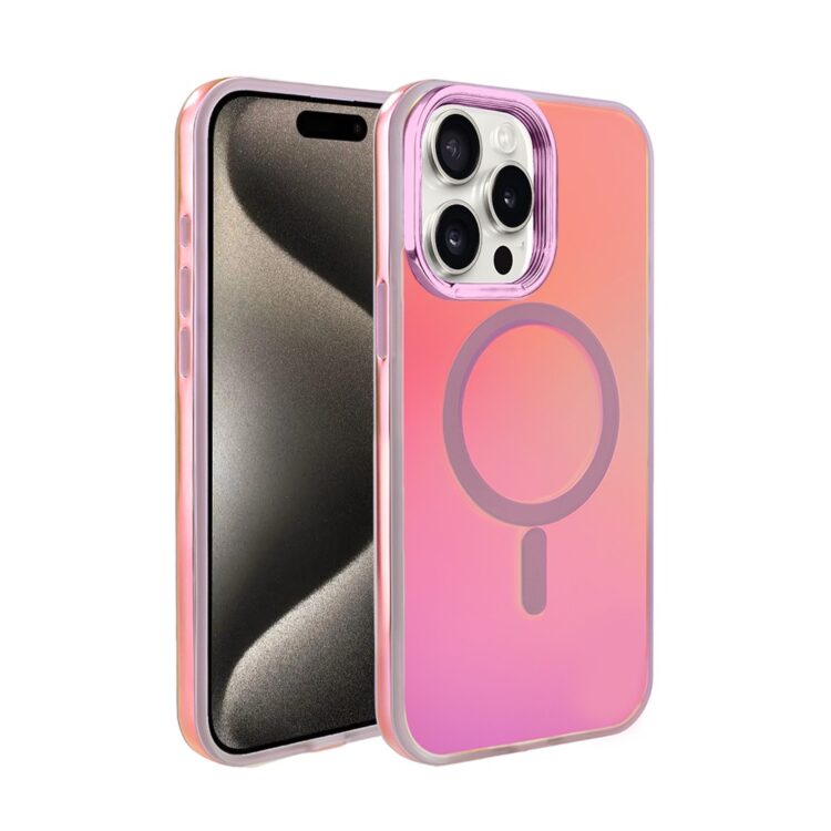 Etui do iPhone 15 Pro MagSafe Miami Vibe, głęboki mieniący się kolor, różowe ombre (2)