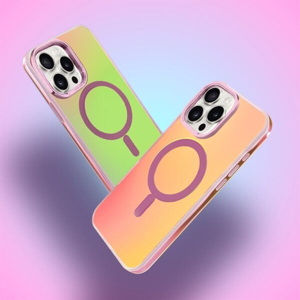 Etui do iPhone 15 Pro MagSafe Miami Vibe, głęboki mieniący się kolor, różowe ombre (4)