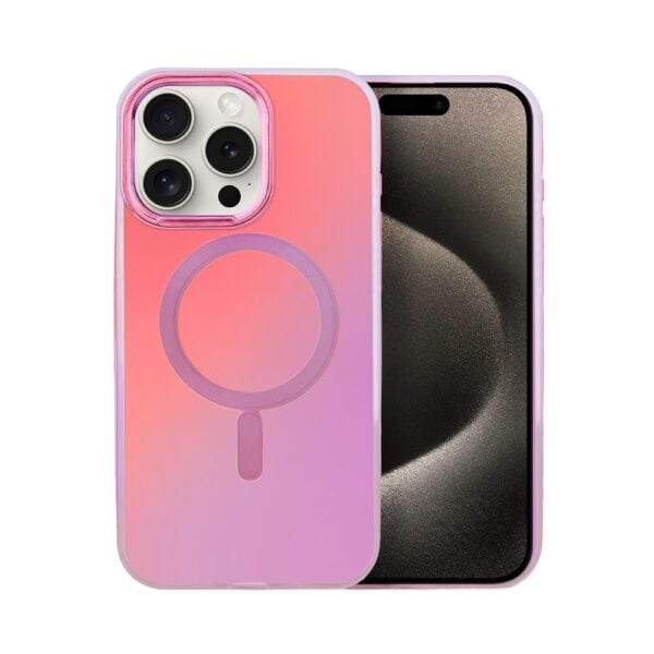 Etui do iPhone 15 Pro MagSafe Miami Vibe, głęboki mieniący się kolor, różowe ombre (5)