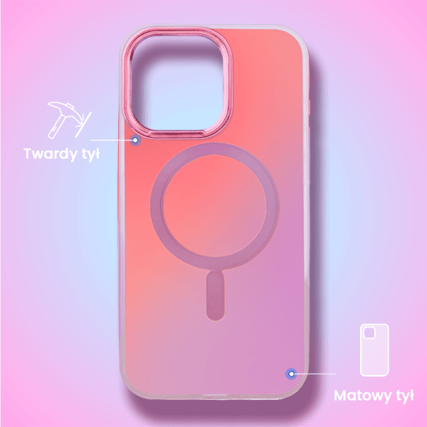 Etui do iPhone 15 Pro MagSafe Miami Vibe, głęboki mieniący się kolor, różowe ombre (6)