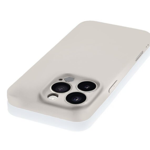 Etui do iPhone 15 Pro Max silikonowe z mikrofibrą soft touch z osłoną na aparat, kremowe - nowe (4)