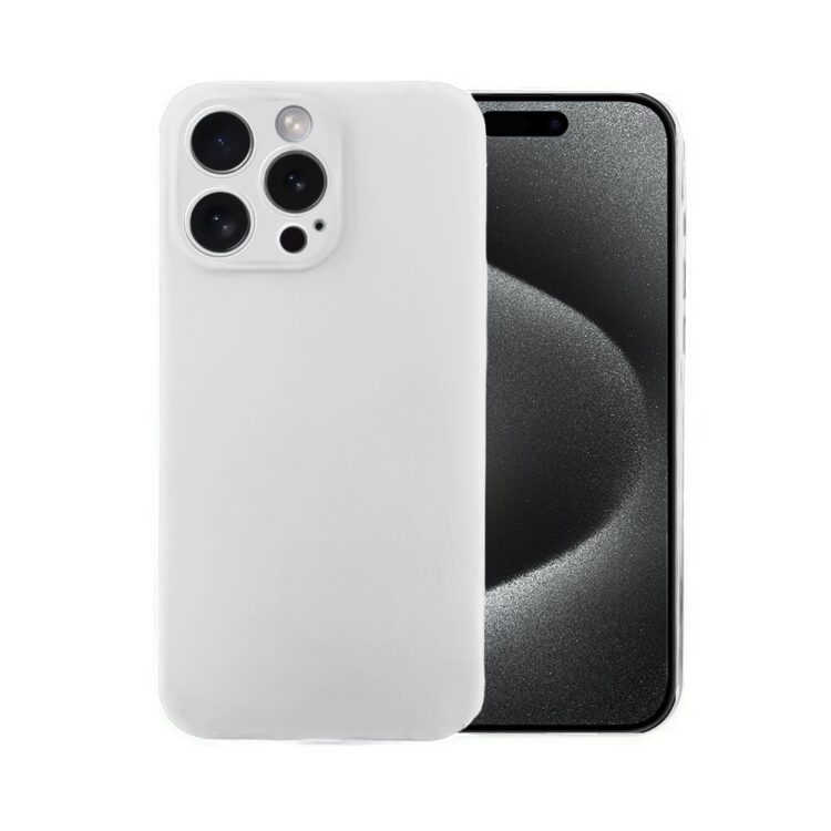 Etui do iPhone 15 Pro silikonowe z mikrofibrą soft touch z osłoną na aparat, białe alabastrowe (1)