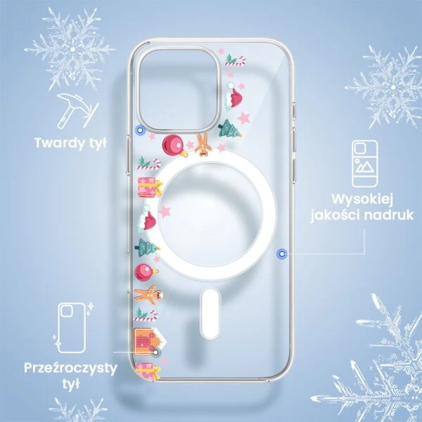 Etui do iPhone 15 Pro z MagSafe, Merry Christmas Reniferek, przeźroczyste (4)