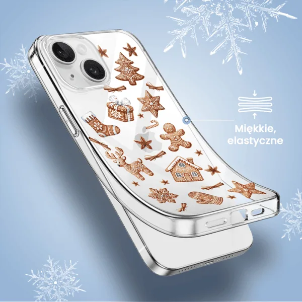 Etui na telefon z bożonarodzeniowymi wzorami.